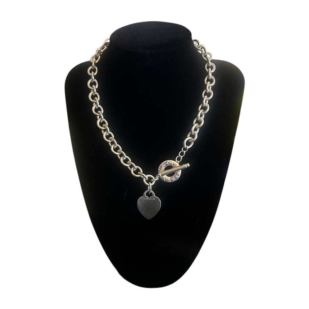 Tiffany & Co. Heart Tag Toggle Necklace, Sterling Silver 16” Vintage 2001 - Picture 2 of 9